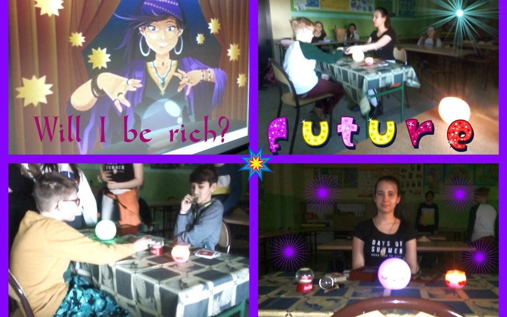 Gramatyka na wesoło, czyli   wróżka Nikola  i wróżbita Dominik na lekcji angielskiego