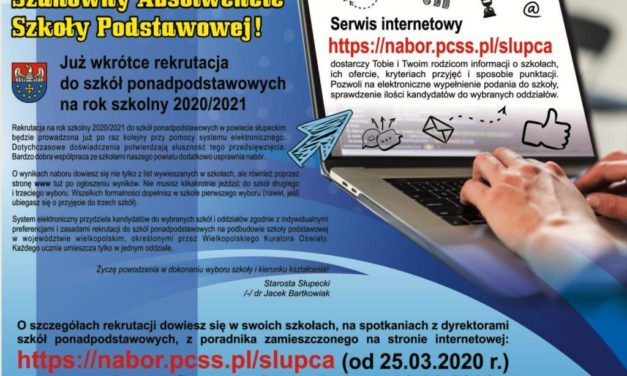 Rekrutacja do szkół ponadpodstawowych 2020 -2021