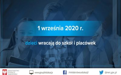 Wytyczne GIS, MZ i MEN dla publicznych i niepublicznych szkół i placówek od 1 września 2020 r.