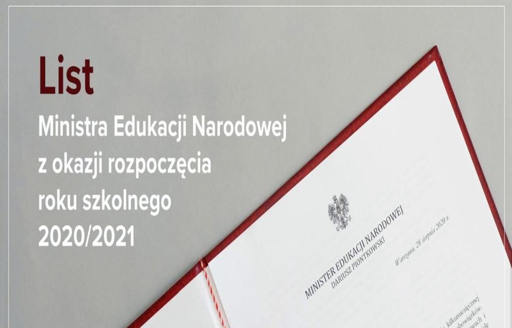 List Ministra Edukacji Narodowej z okazji rozpoczęcia roku szkolnego 2020-2021