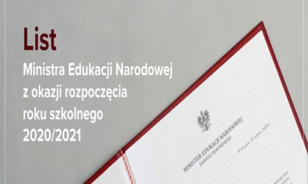 List Ministra Edukacji Narodowej z okazji rozpoczęcia roku szkolnego 2020-2021